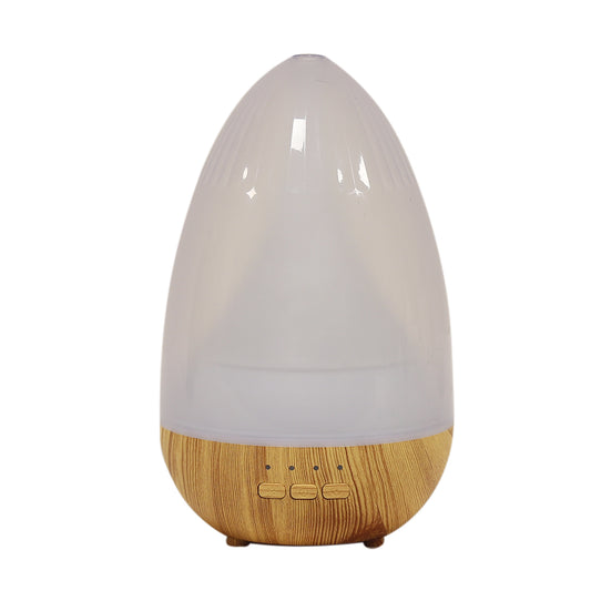 LED Ultrasonic Diffuser – Frosted Oval Dome Light Wood (19cm)