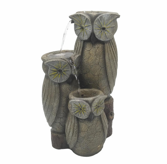 Owl Water Fountain with LED (47cm)