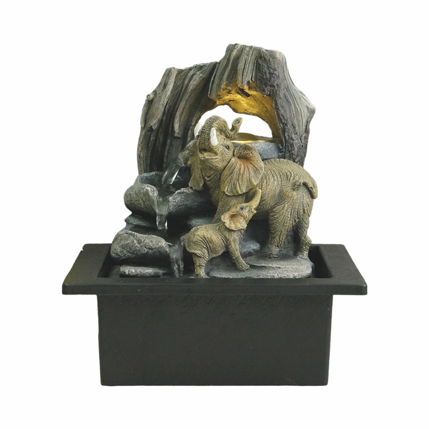 Elephant Water Fountain with LED (25cm)